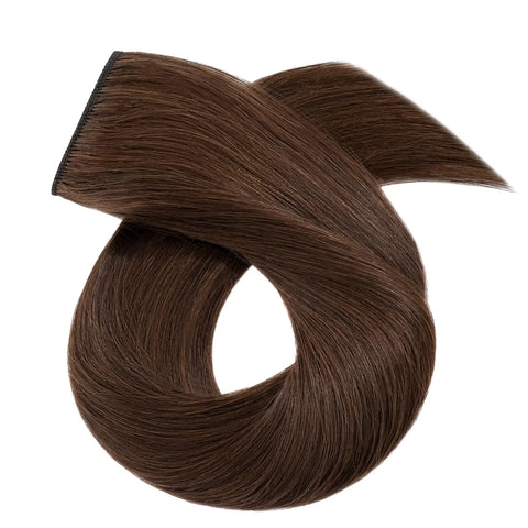 One-Piece Full Head Clip In Human Hair Extensions - Light Brown Straight