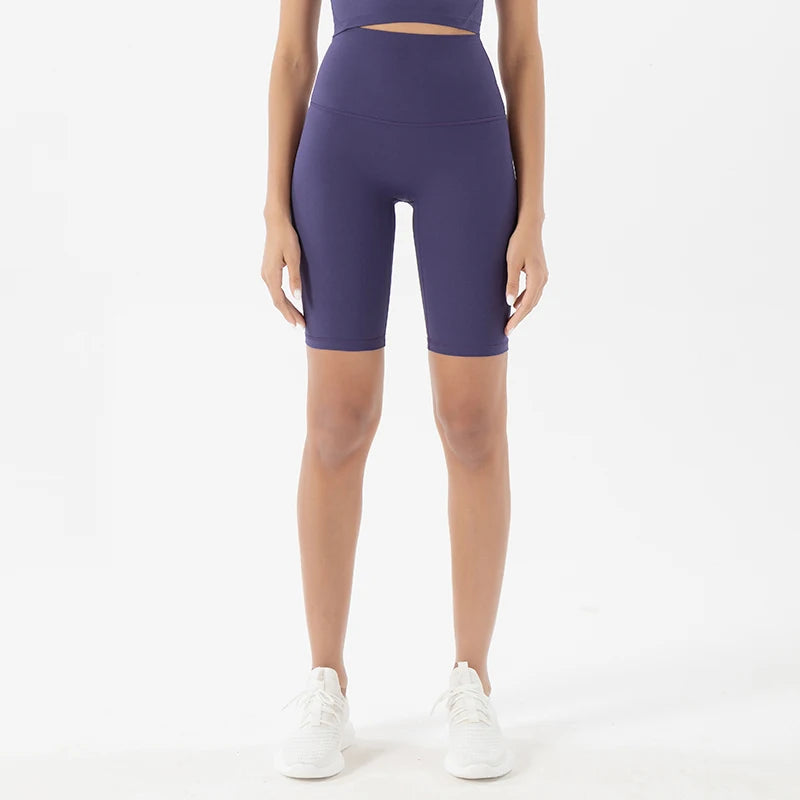 SOISOU Nylon Women's High Waist Gym Shorts - Breathable & Comfortable