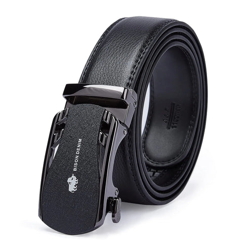 Luxury Business Leather Belt – Black Automatic Buckle for Men