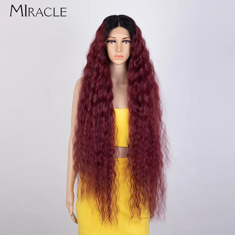MIRACLE Curly Wigs Synthetic Lace Front Wig 40 Inch