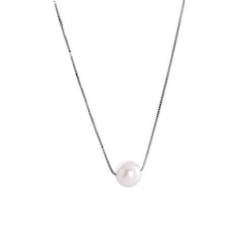 INZATT 925 Sterling Silver Pearl Pendant Choker Necklace