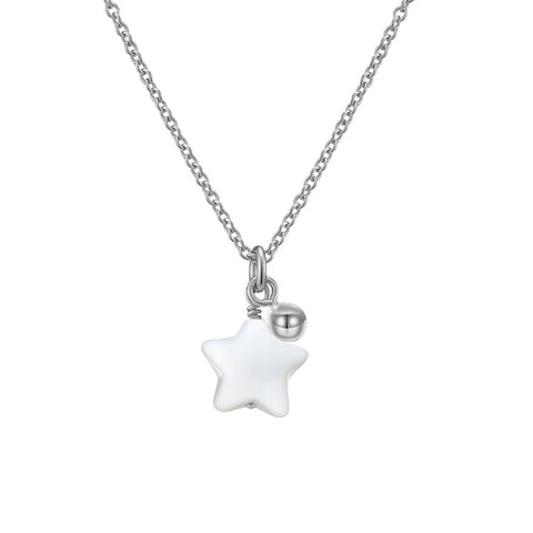 INZATT 925 Sterling Silver Shell Star Bead Pendant Choker Necklace