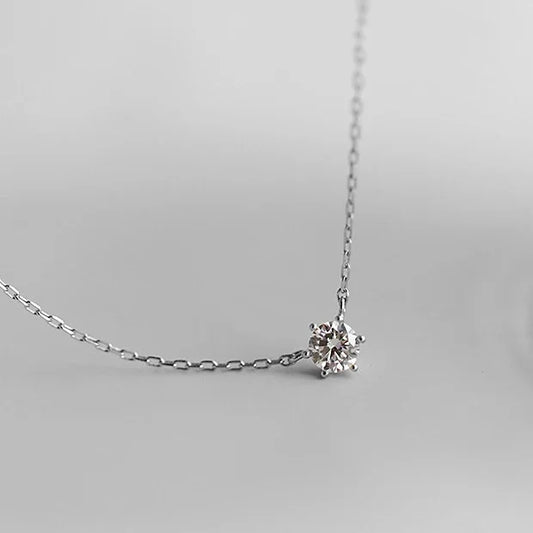 INZATT Real 925 Sterling Silver Zircon Round Bead Pendant Choker Necklace