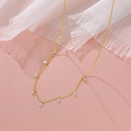 INZATT Real 925 Sterling Silver Water Drop Choker Necklace