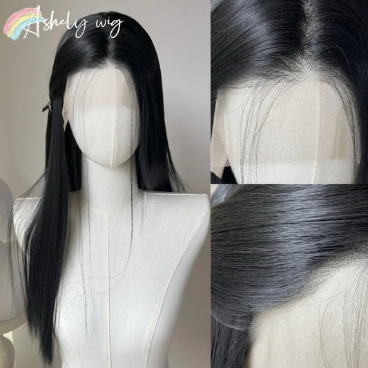 Black 26" Lace Front Wig for Cosplay and Daily Use
