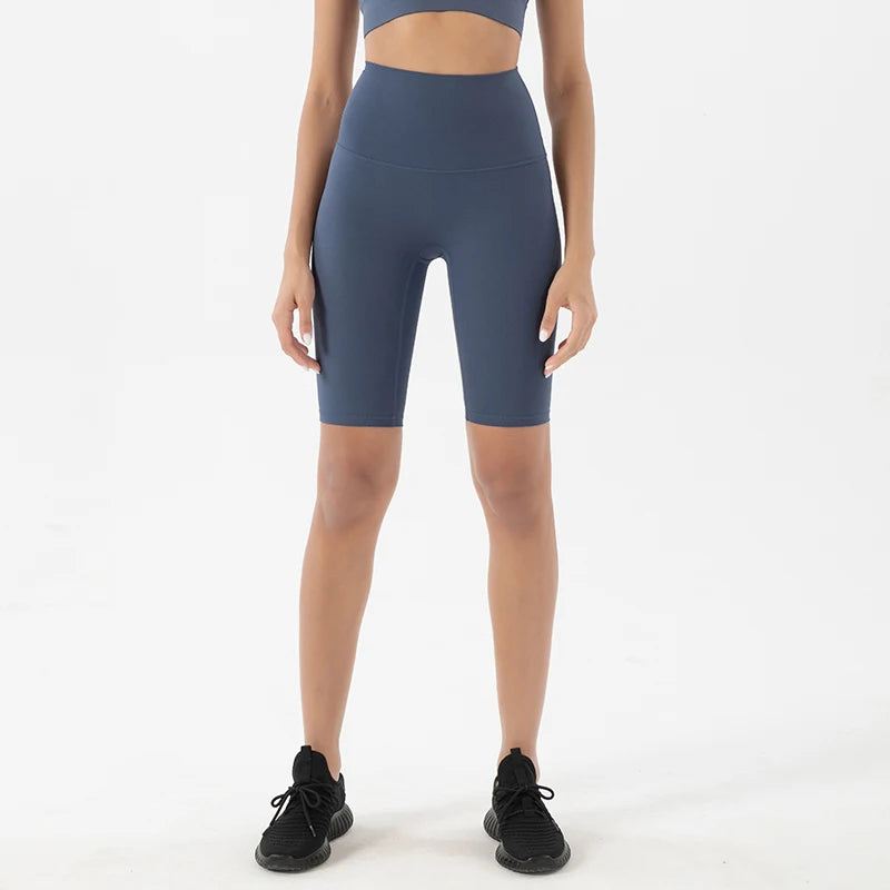 SOISOU Nylon Women's High Waist Gym Shorts - Breathable & Comfortable