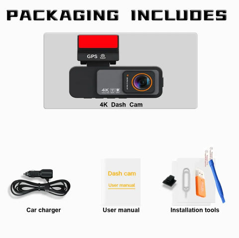 Aprilboy 3.2" 4K Dash Cam met dubbele lens en nachtzicht