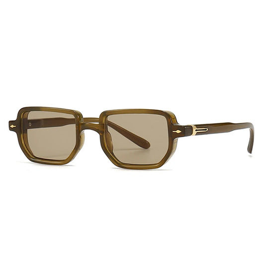 SHAUNA Rechthoekige Gradiënt Zonnebril – Retro Rivet UV400 Unisex Vierkante Zonnebrillen