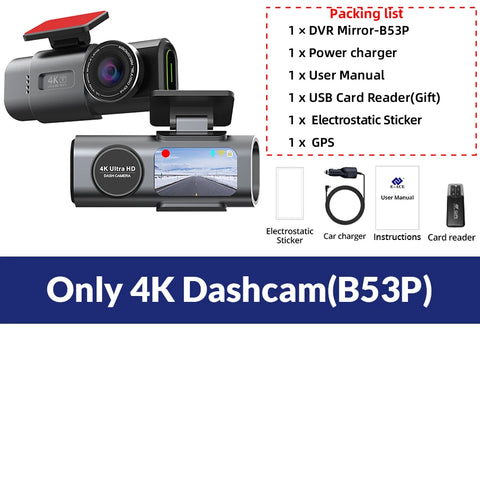 4K GPS WIFI Dashcam met nachtzicht