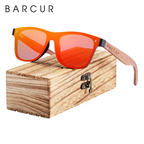 BARCUR Zwarte Walnoot Houten Zonnebril – Gepolariseerd UV400 Unisex