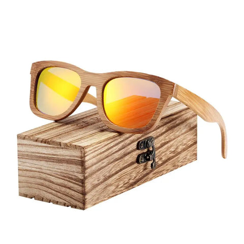 BARCUR Retro Bamboe Gepolariseerde Zonnebril – Handgemaakte Houten UV400 Unisex Zonnebrillen