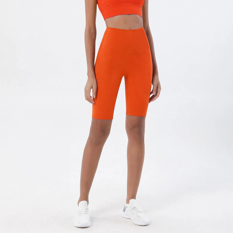 SOISOU Nylon Women's High Waist Gym Shorts - Breathable & Comfortable