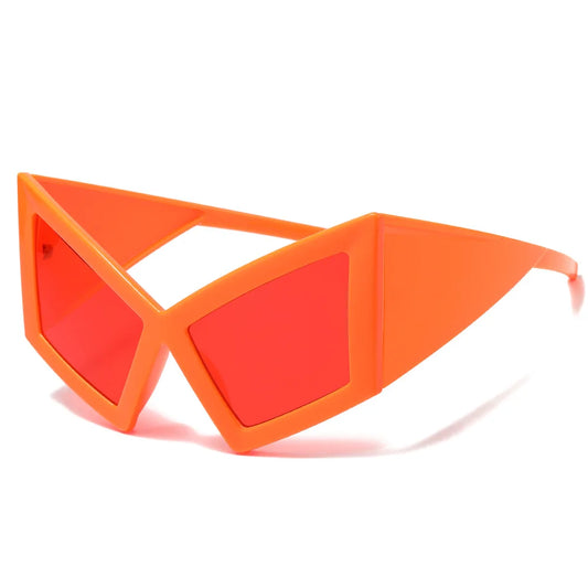 JNPCXI Übergroße Cat-Eye-Sonnenbrille – Roter Farbverlauf UV400 Unisex-Retro-Sonnenbrille mit weitem Bein