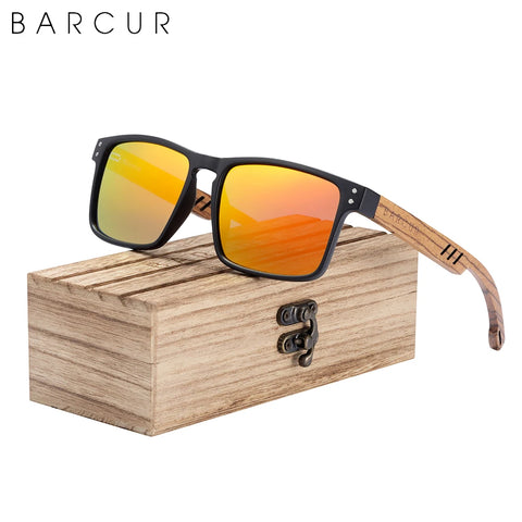 BARCUR Zebra-Temple Wooden Sunglasses – Polarized UV400 Unisex