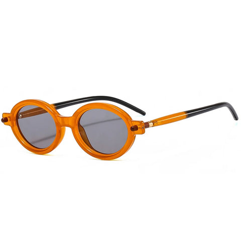 SHAUNA Kleine ovale retro zonnebril - heldere oceaankleurige lens UV400 unisex punk klinknagel zonnebril