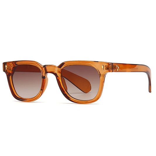 SHAUNA Retro Vierkante Rivet Zonnebril – Groene UV400 Unisex Mode Zonnebrillen