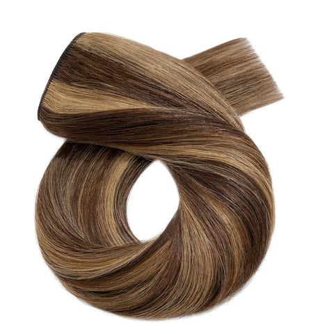 One-Piece Full Head Clip In Human Hair Extensions - Light Brown Straight