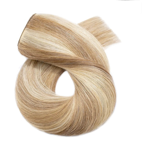 One-Piece Full Head Clip In Human Hair Extensions - Light Brown Straight