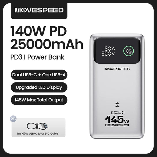 MOVESPEED M25 Pro 140W Power Bank – 25000mAh PD3.1 Fast-Charge