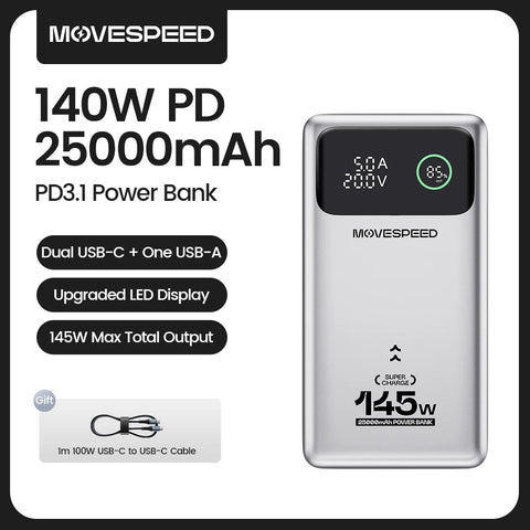 MOVESPEED M25 Pro 140W Power Bank – 25000mAh PD3.1 Fast-Charge