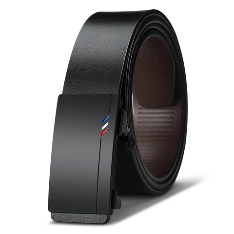 Men’s Cowskin Leather Belt – Plus-Size Automatic Buckle Designer Style