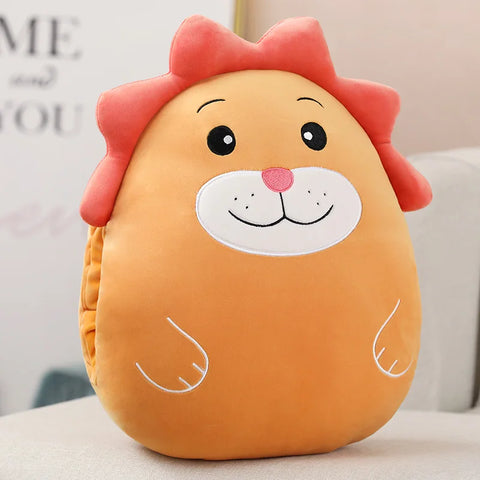 Bear, Lion, Rabbit & Unicorn Plush Pillow with Blanket – Soft Cartoon Animal Handwarmer Toy