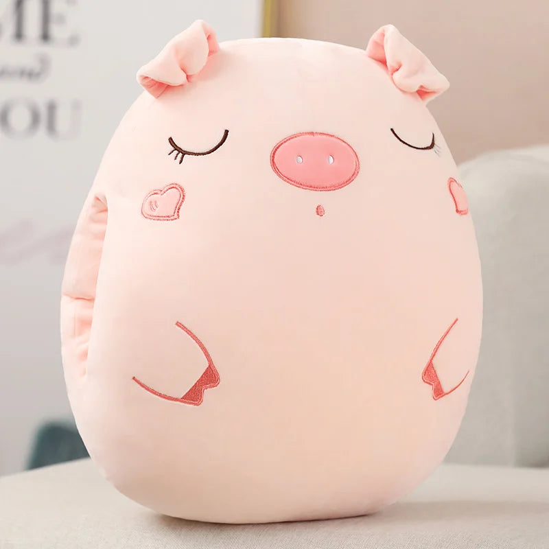 Bear, Lion, Rabbit & Unicorn Plush Pillow with Blanket – Soft Cartoon Animal Handwarmer Toy