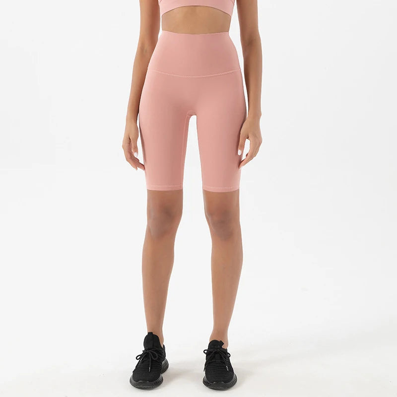SOISOU Nylon Women's High Waist Gym Shorts - Breathable & Comfortable