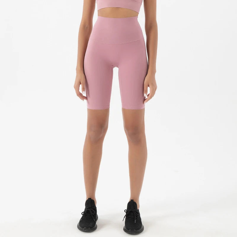 SOISOU Nylon Women's High Waist Gym Shorts - Breathable & Comfortable