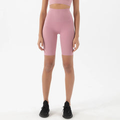 SOISOU Nylon Women's High Waist Gym Shorts - Breathable & Comfortable