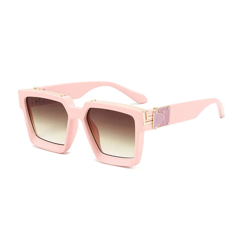 SHAUNA Retro Square Sunglasses – Candy-Color Silver Mirror UV400 Unisex Summer Shades
