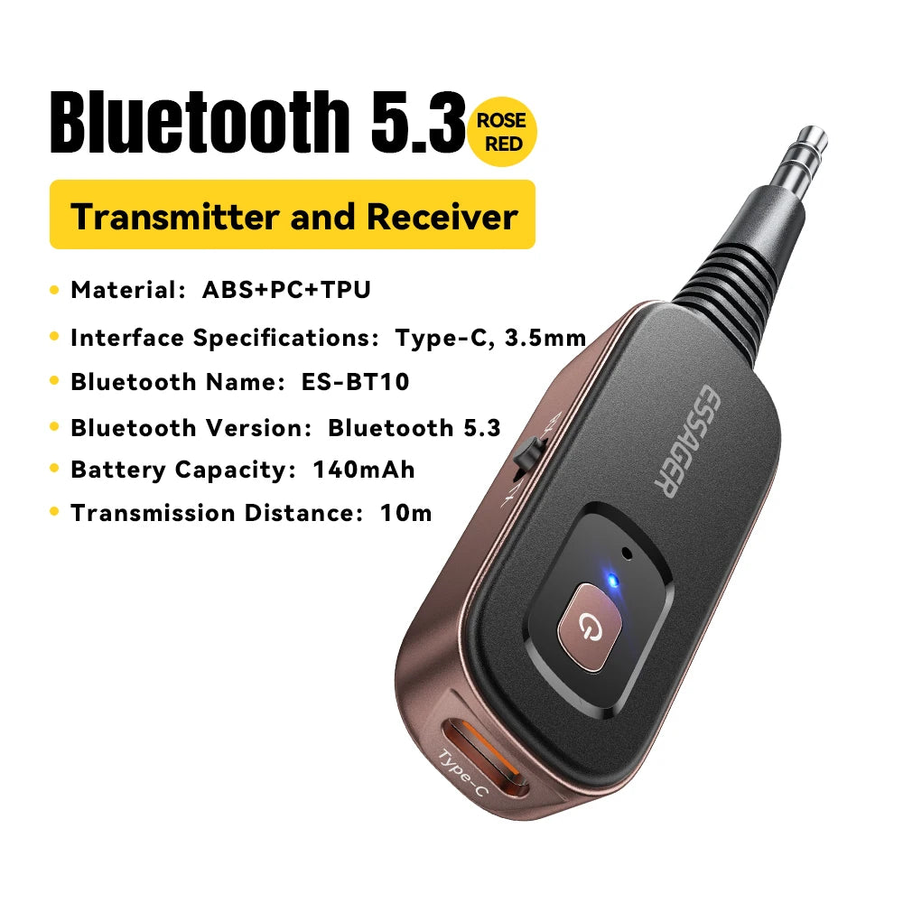 Essager Bluetooth 5.1 Audio Adapter - 2-in-1 Receiver & Transmitter for TV, Car & Earphones