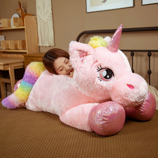 Kawaii Giant Unicorn Plush Toy – 45/60/80/100cm Colorful Soft Horse Doll for Girls’ Birthday Gifts