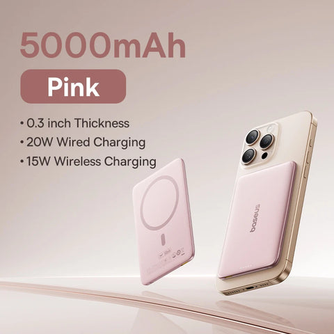 Baseus Slim 5000mAh Magnetic Power Bank – 15W Wireless & 20W Wired Charging