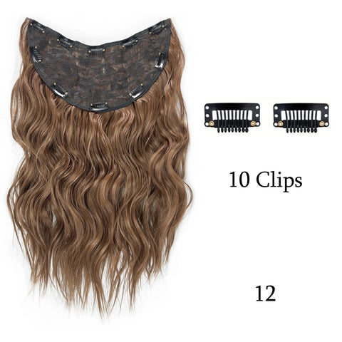 Synthetic U-Shaped 10 Clip In Hair Extension 22 Inch Wavy Black Blonde