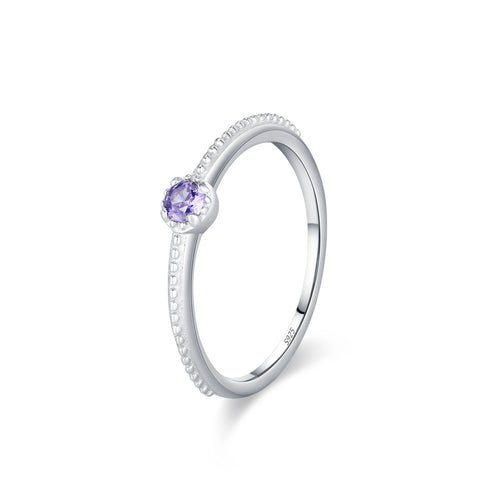 Ailmay 925 Sterling Silver Round Rainbow Zircon Rings