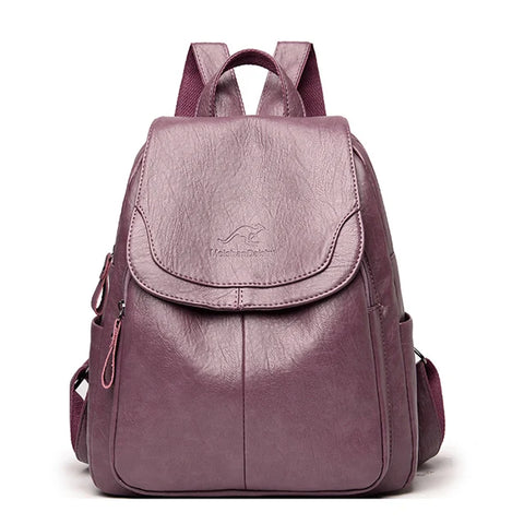 Stylish Large Capacity Leather Backpack Purse for Women