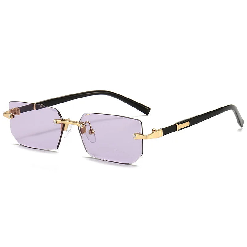 Modieuze randloze kleine vierkante zonnebril - UV400 unisex frameloze zomerreiszonnebril