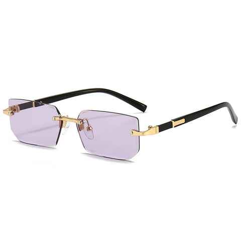 Modieuze randloze kleine vierkante zonnebril - UV400 unisex frameloze zomerreiszonnebril