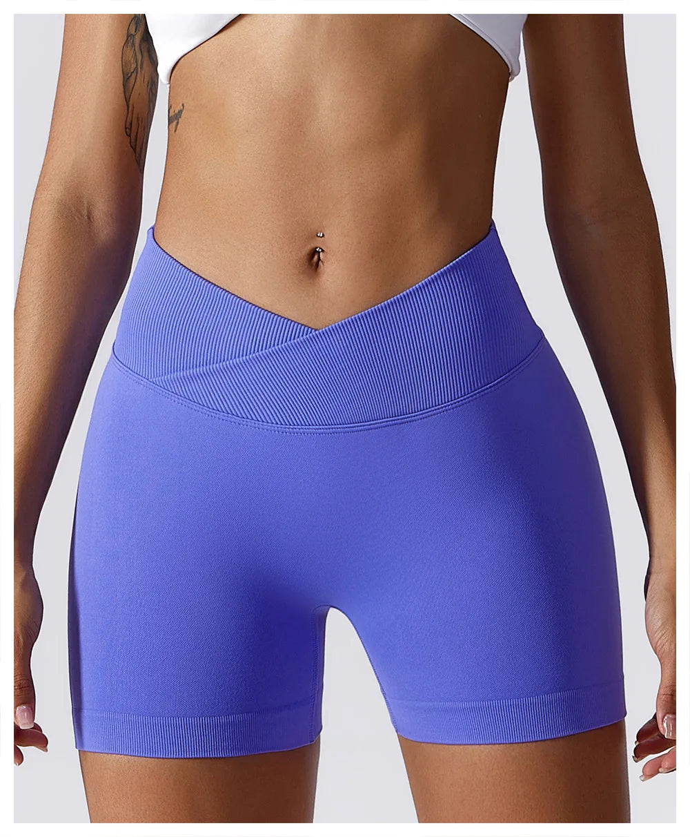 Summer Seamless High-Waist Yoga Shorts – Breathable Butt-Lift Cycling & Gym Shorts for Women