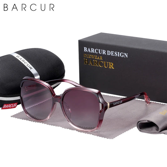 BARCUR Oversize TR90 gepolariseerde zonnebril - UV400-zonnebril met gradiëntlens voor dames