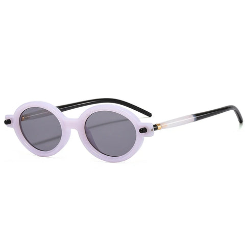 SHAUNA Kleine ovale retro zonnebril - heldere oceaankleurige lens UV400 unisex punk klinknagel zonnebril