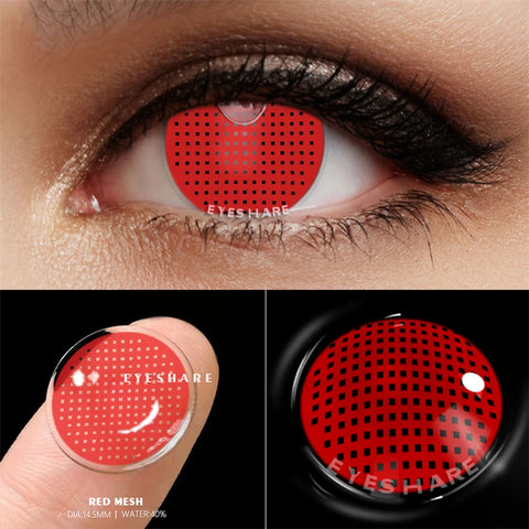 EYESHARE Red Anime Cosplay Contact Lenses