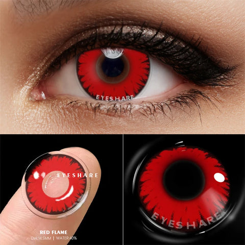 EYESHARE Red Anime Cosplay Contact Lenses