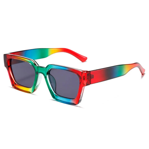 SHAUNA Retro Vierkante Zonnebril – Dik Montuur UV400-zonnebril met Versterkte Metalen Scharnieren
