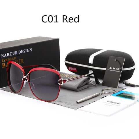 BARCUR ronde gepolariseerde zonnebril met gradiëntlens UV400 luxe zonnebrillen voor dames