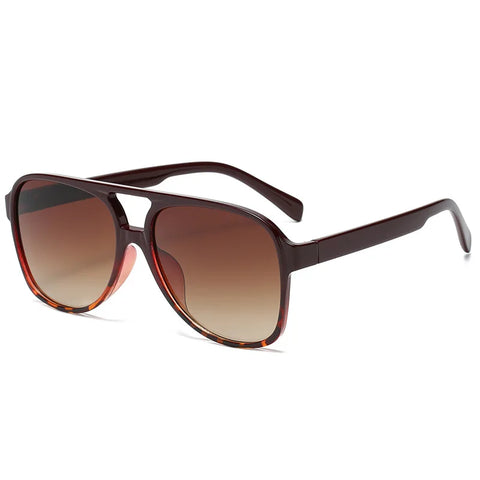 Retro ovale pilotenzonnebril – zwart, blauw, luipaard en geel UV400 unisex strandzonnebril