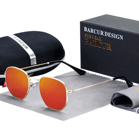 BARCUR Retro Reflecterende Zonnebril – Minimalistische Unisex Bril van Roestvrij Staal