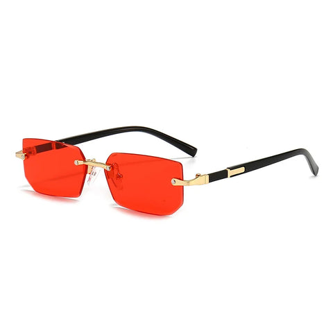 Modieuze randloze kleine vierkante zonnebril - UV400 unisex frameloze zomerreiszonnebril