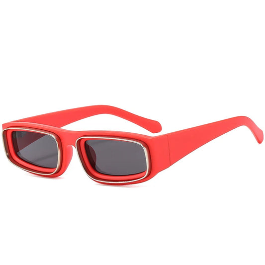 SHAUNA Fashion Rechthoekige Zonnebril – Vintage Geel &amp; Oranje UV400 Unisex Zonnebrillen
